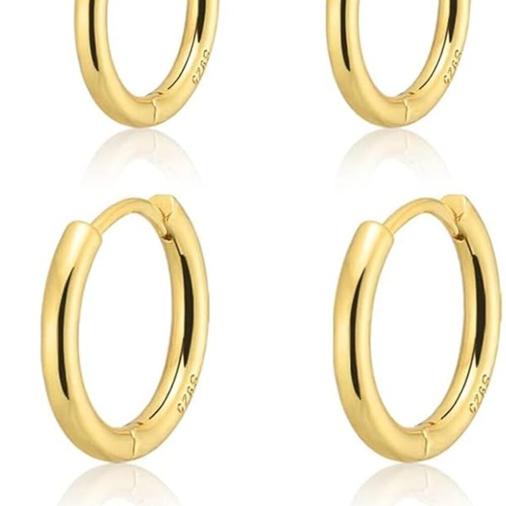 Small Gold Hoop Earrings Set Hypoallergenic Lightweight for Sensitive Ears